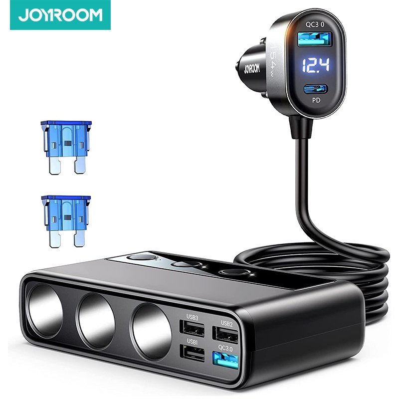 154W 9 in 1 Car Charger Adapter PD 3 Socket Cigarette Lighter Splitter Charge Independent Switches DC Cigarette Outlet 154W 9 in 1 Car Charger Adapter PD 3 Socket Cigarette Lighter Splitter Charge Independent Switches DC Cigarette Outlet