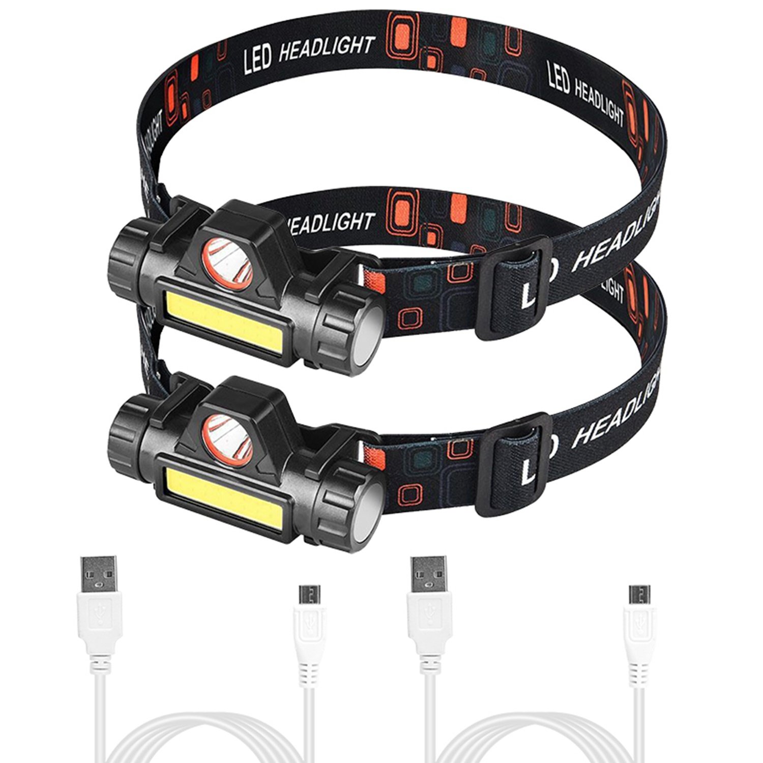 2 Packs Rechargeable Headlamp IPX4 Waterproof Headlight Flashlight 2 Packs Rechargeable Headlamp IPX4 Waterproof Headlight Flashlight