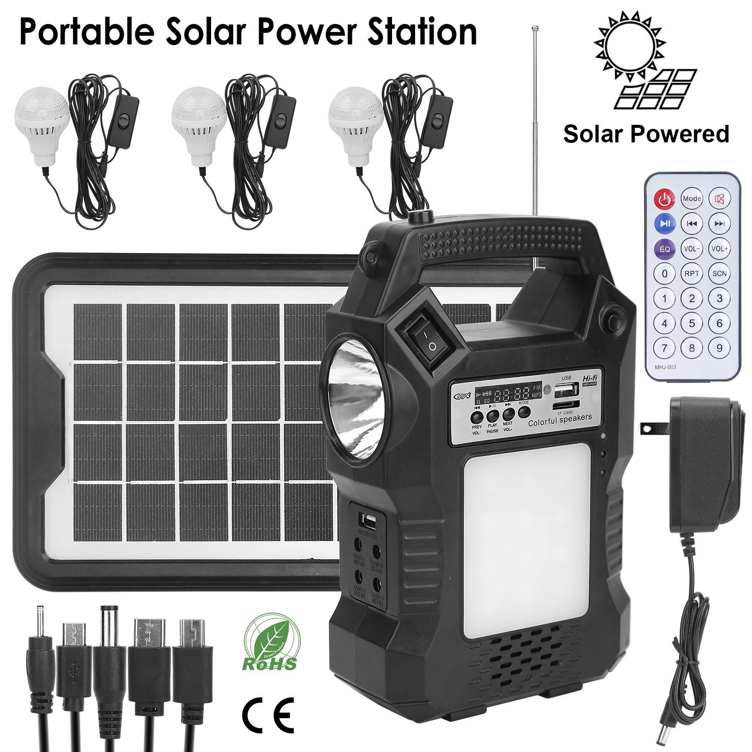 Portable Solar Power Station Rechargeable Backup Power Bank w/Flashlight 3 Lighting Bulbs For Camping Outage Garden Lamp Portable Solar Power Station Rechargeable Backup Power Bank w/Flashlight 3 Lighting Bulbs For Camping Outage Garden Lamp
