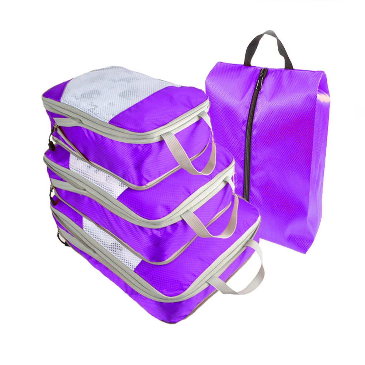 Packing Cubes for Travel, 4 Pcs Travel Cubes Storage Set with Shoe Bag Suitcase Organizer Lightweight Luggage for Travel Accessories Packing Cubes for Travel, 4 Pcs Travel Cubes Storage Set with Shoe Bag Suitcase Organizer Lightweight Luggage for Travel Accessories