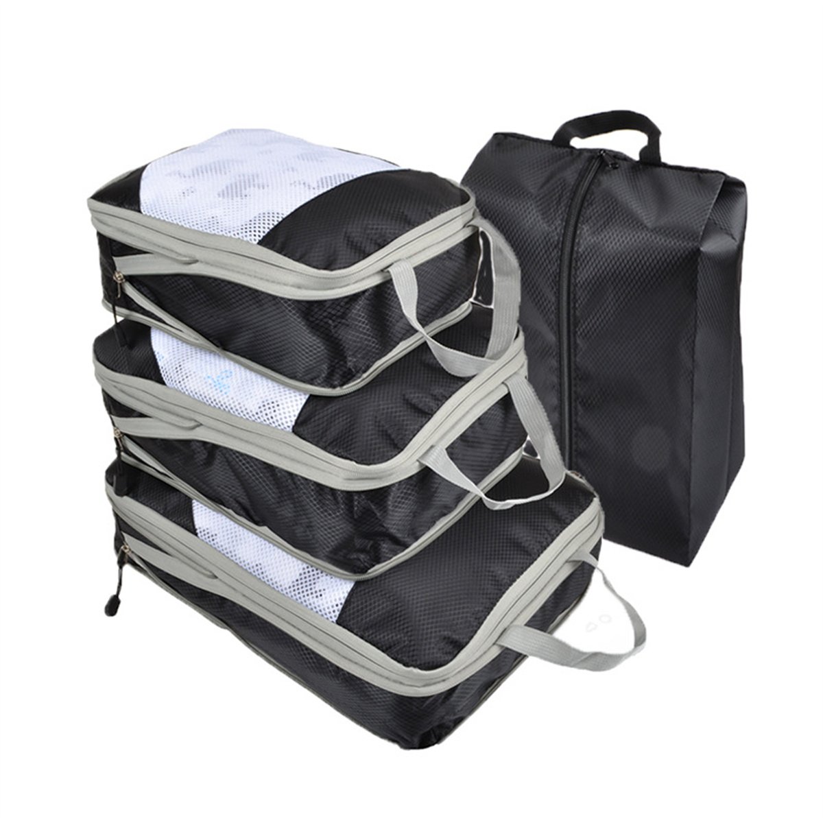 Packing Cubes for Travel, 4 Pcs Travel Cubes Storage Set with Shoe Bag Suitcase Organizer Lightweight Luggage for Travel Accessories Packing Cubes for Travel, 4 Pcs Travel Cubes Storage Set with Shoe Bag Suitcase Organizer Lightweight Luggage for Travel Accessories