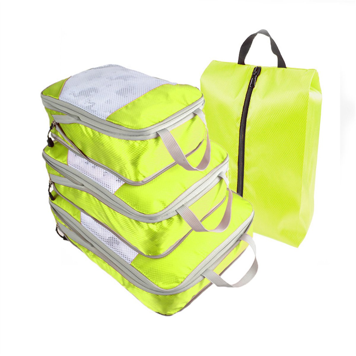 Packing Cubes for Travel, 4 Pcs Travel Cubes Storage Set with Shoe Bag Suitcase Organizer Lightweight Luggage for Travel Accessories Packing Cubes for Travel, 4 Pcs Travel Cubes Storage Set with Shoe Bag Suitcase Organizer Lightweight Luggage for Travel Accessories