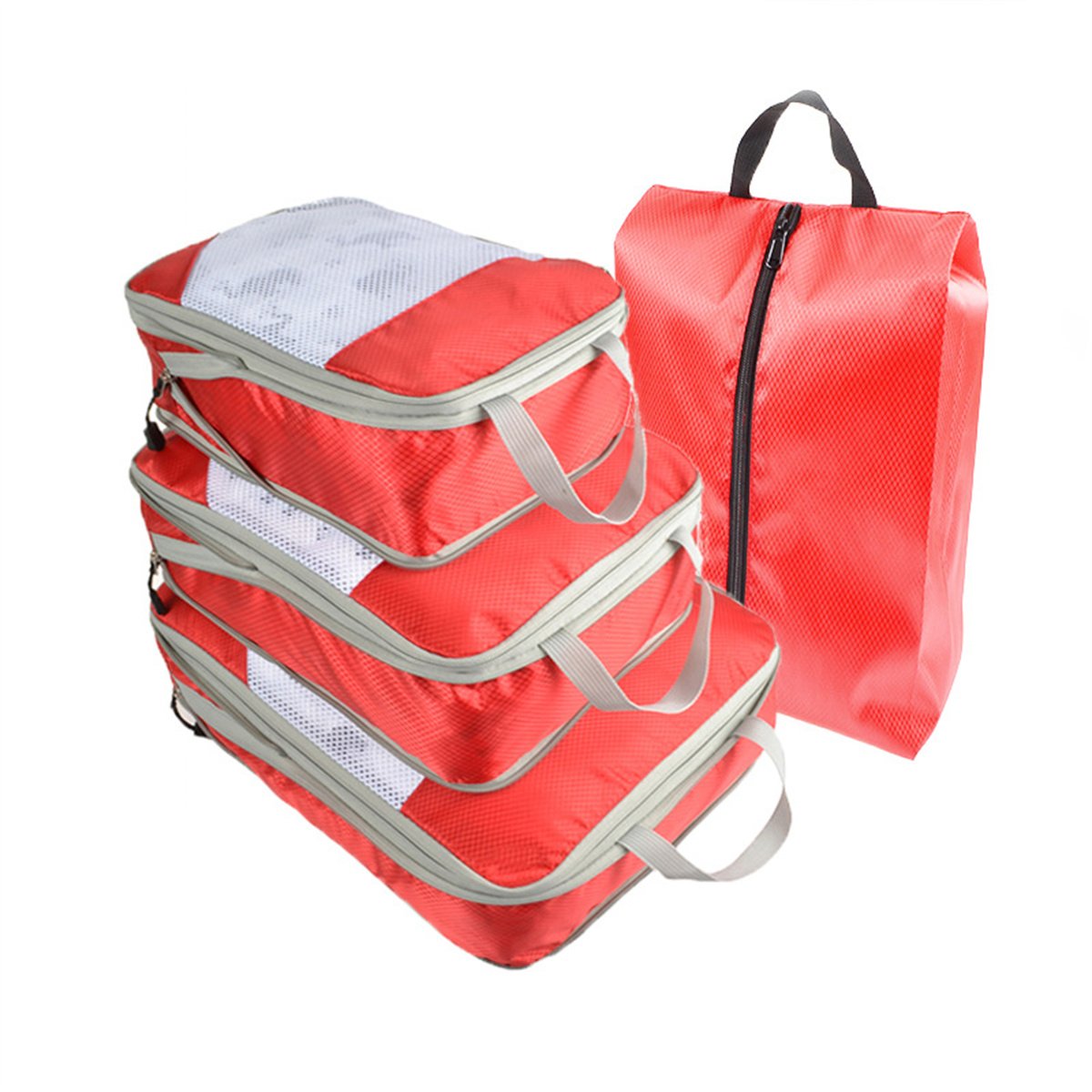 Packing Cubes for Travel, 4 Pcs Travel Cubes Storage Set with Shoe Bag Suitcase Organizer Lightweight Luggage for Travel Accessories Packing Cubes for Travel, 4 Pcs Travel Cubes Storage Set with Shoe Bag Suitcase Organizer Lightweight Luggage for Travel Accessories