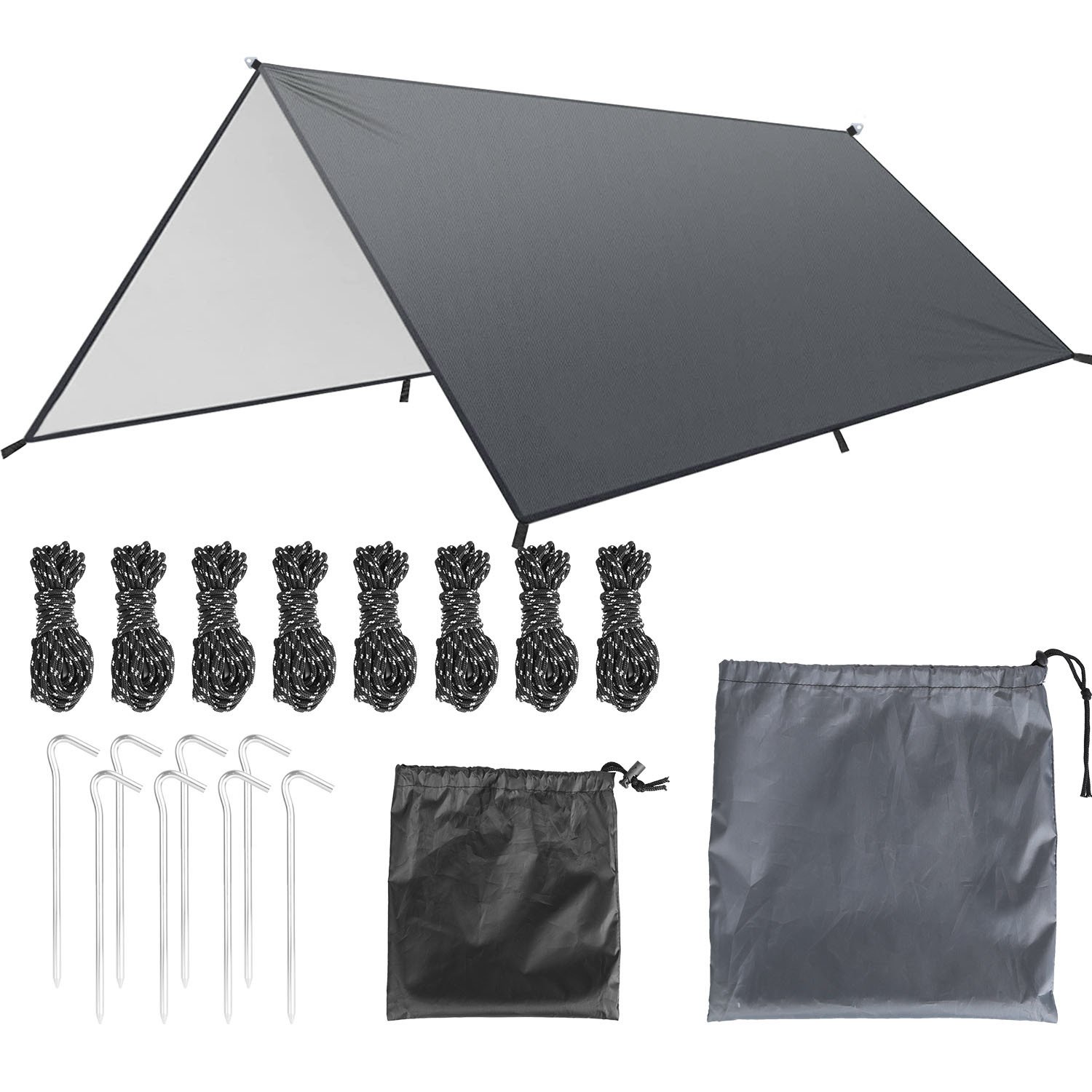 Waterproof Camping Tarp Kit Tent Canopy Rain Fly Awning Shelter for Outdoor Picnic Hammock Hiking Backpacking Travelling UV Protection Waterproof Camping Tarp Kit Tent Canopy Rain Fly Awning Shelter for Outdoor Picnic Hammock Hiking Backpacking Travelling UV Protection