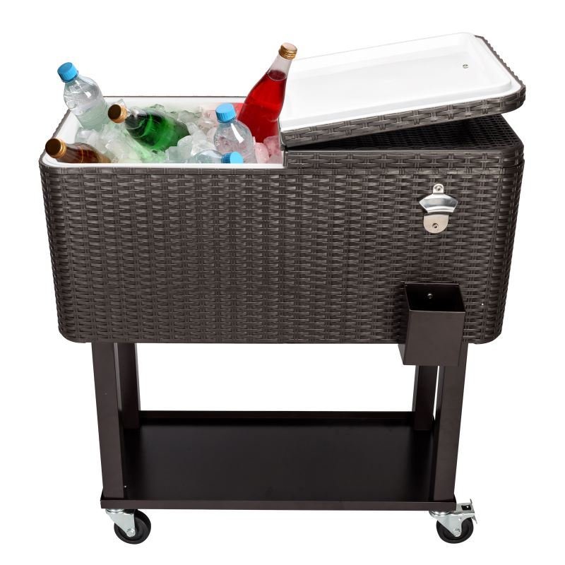 Outdoor Patio Party Rolling Steel Construction 80 Quart Bar Cooler Outdoor Patio Party Rolling Steel Construction 80 Quart Bar Cooler